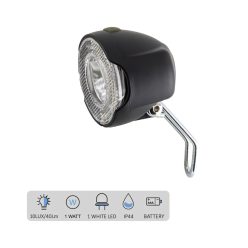   ELSŐLÁMPA ELEMES 1LED 1W BLP VILLÁRA FEKETE 2 FUNKC.+ ELEM