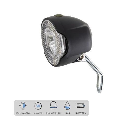 ELSŐLÁMPA ELEMES 1LED 1W BLP VILLÁRA FEKETE 2 FUNKC.+ ELEM