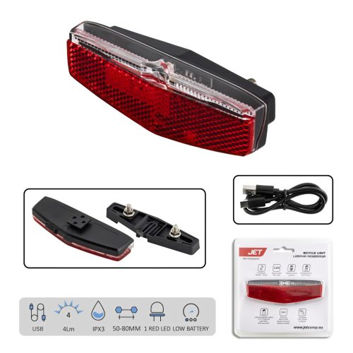 HÁTSÓLÁMPA CSOMAGTARTÓRA JET USB 50-80MM-IG ÁLLÍTHATÓ FELFOGATÁS