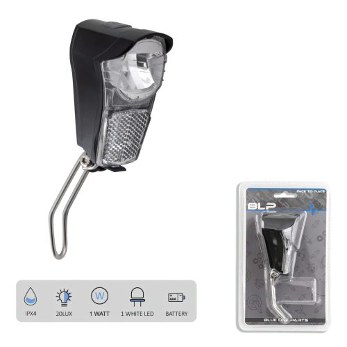 ELSŐLÁMPA ELEMES 1LED 20 LUX BLP VILLÁRAFEKETE  ELEM NÉLKÜL