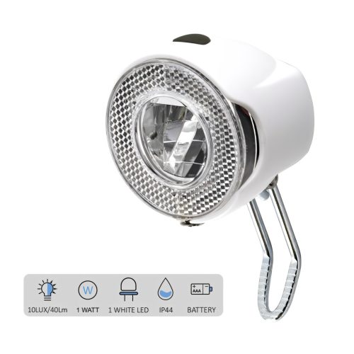 ELSŐLÁMPA ELEMES 1LED 1W MŰA.VILLÁRA FEHÉR 2 FUNKCIÓS
