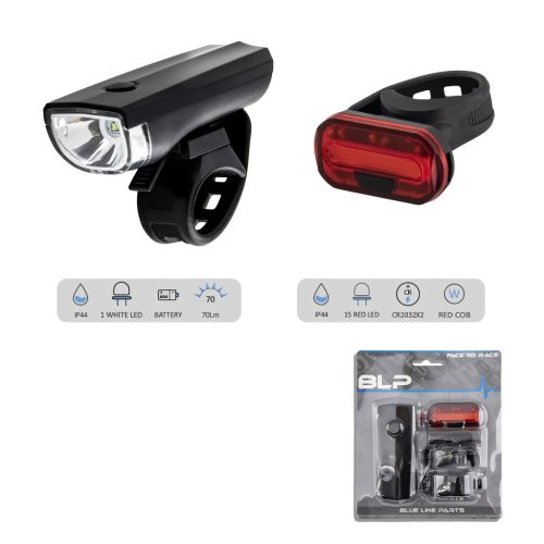 LÁMPASZETT KORMÁNYRA BLP 1LED +HÁTSÓ VILLOGÓ NYEREGCSŐRE ELEMES